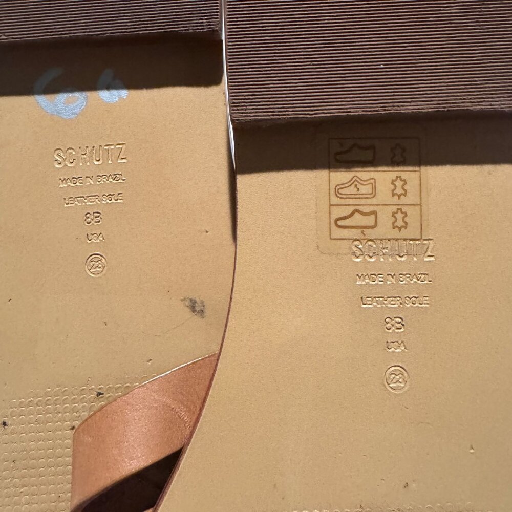 Schultz Phoenix Flat. Brown Leather. Size 8 tan brown slides slip on sandal trav - Picture 10 of 14
